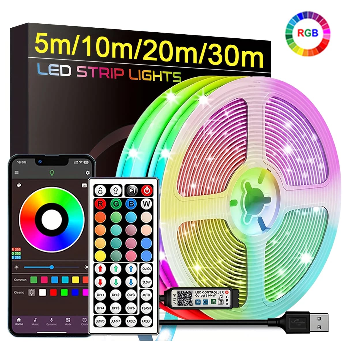 Taśmy LED RGB 0,5m Oświetlenie pokojowe LED